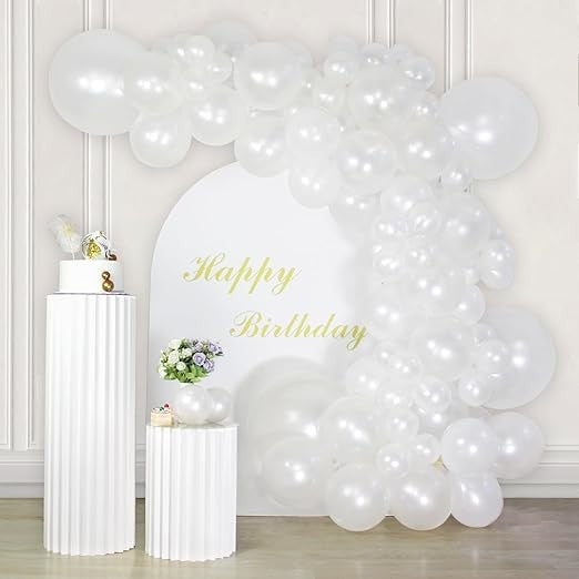 Baloane din Latex pentru Arcada, Flippy, Set din 120 baloane, Model Party, Botez, Pai transparent si adeziv inclus in