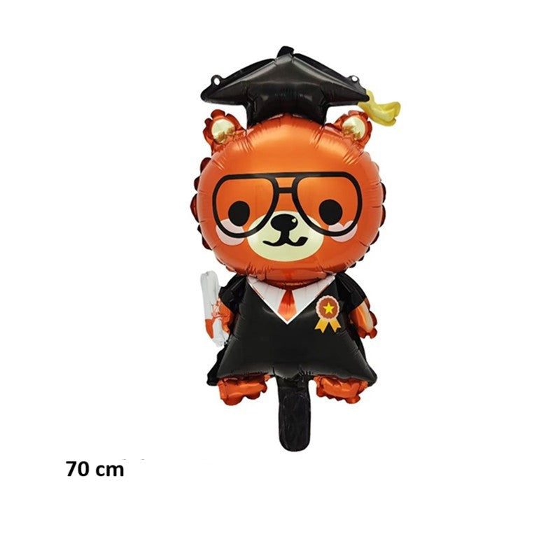 Balon din Folie Metalizata, Flippy, Figurine, Model Ursulet Absolvent, 70 cm, Ambalaj Individual, Pai Inclus, Umflare