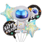 Baloane Model Astronaut, Flippy, Set din 5 baloane, 1 Astronaut, 2 Stele, 2 Rotunde, din folie de aluminiu, Adeziv si