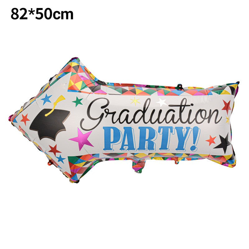 Balon din Folie Metalizata, Flippy, Figurina Sageata, Tema Absolvire, 82x50 cm, Ambalaj Individual, Pai Inclus, Umflare