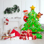 Balon Brad, Flippy, din Folie de Aluminiu, Tema Craciun, 62 x 34 x 117 cm, Baza Stabila, Verde