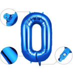 Balon din Folie Flippy, Cifra 0, 81 cm, Pentru Aer sau Heliu, Bulk, Albastru