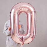Balon din Folie Flippy, Cifra 0, 81 cm, Pentru Aer sau Heliu, Bulk, Roz Auriu