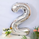 Balon din Folie Flippy, Cifra 2, 81 cm, Pentru Aer sau Heliu, Bulk, Argintiu