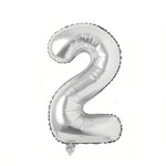 Balon din Folie Flippy, Cifra 2, 81 cm, Pentru Aer sau Heliu, Bulk, Argintiu