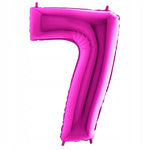 Balon din Folie, Flippy, Cifra 7, Tema Aniversare, 81 cm, Ambalaj Individual, Pai inclus, Umflare cu Aer sau Heliu,