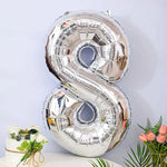 Balon din Folie Flippy, Cifra 8, 81 cm, Pentru Aer sau Heliu, Bulk, Argintiu