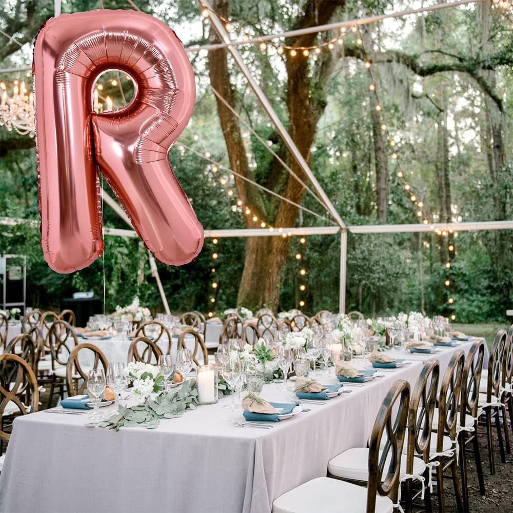 Balon Folie Metalizata Litera R, Flippy, 100 cm, Umflati cu Heliu sau Aer, Ambalaj Individual, Pai inclus, Rose Gold