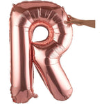 Balon Folie Metalizata Litera R, Flippy, 100 cm, Umflati cu Heliu sau Aer, Ambalaj Individual, Pai inclus, Rose Gold