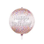 Balon din Folie Metalizata, Flippy, Figurina Rotunda 4D, Model Happy Birthday, Tema Aniversare, 24 x 63 cm, Ambalaj
