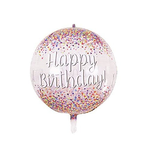 Balon din Folie Metalizata, Flippy, Figurina Rotunda 4D, Model Happy Birthday, Tema Aniversare, 24 x 63 cm, Ambalaj