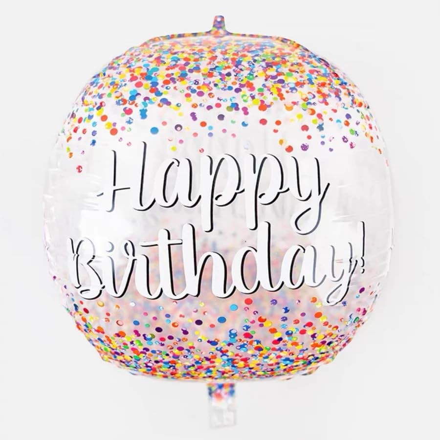 Balon din Folie Metalizata, Flippy, Figurina Rotunda 4D, Model Happy Birthday, Tema Aniversare, 24 x 63 cm, Ambalaj