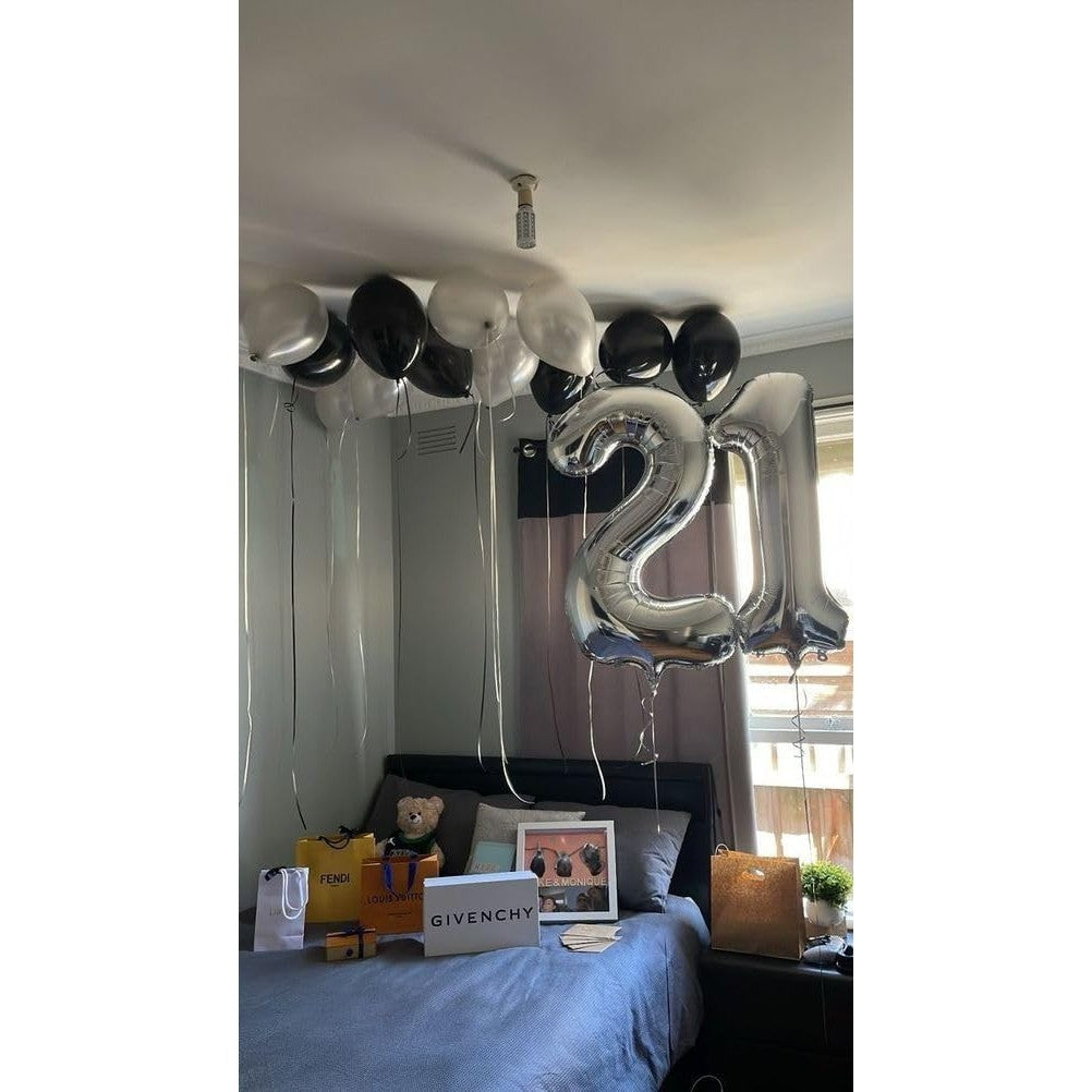 Balon din Folie Metalizata, Flippy, Figurina Cifra, Tema Aniversare 100 cm, Ambalaj Individual, Pai inclus, Umflare cu