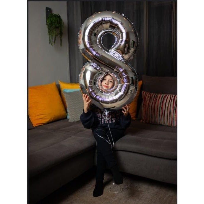 Balon din Folie Metalizata, Flippy, Figurina Cifra, Tema Aniversare 100 cm, Ambalaj Individual, Pai inclus, Umflare cu
