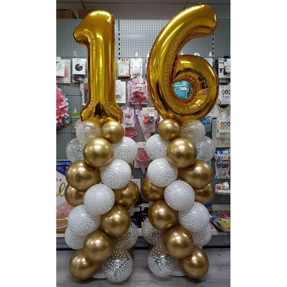 Balon din Folie Metalizata Flippy, Figurina Cifra, Tema Aniversare 100 cm, Ambalaj Individual, Pai inclus, Umflare cu