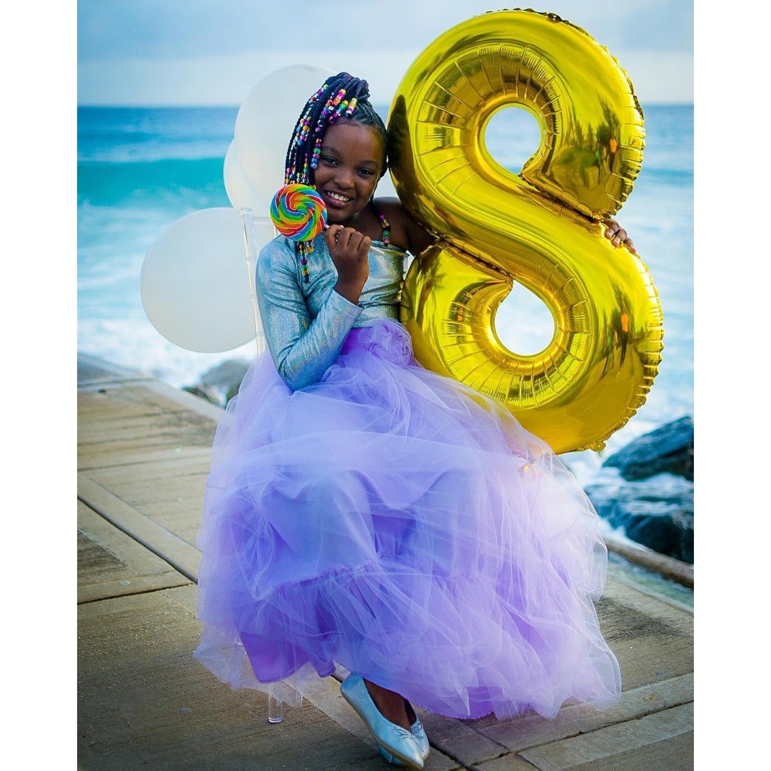 Balon din Folie Metalizata Flippy, Figurina Cifra, Tema Aniversare 100 cm, Ambalaj Individual, Pai inclus, Umflare cu
