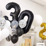 Balon din Folie Metalizata, Flippy, Figurina Cifra, Tema Aniversare 100 cm, Ambalaj Individual, Pai inclus, Umflare cu