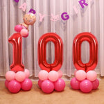 Balon din Folie Metalizata Flippy, Figurina Cifra, Tema Aniversare 100 cm, Ambalaj Individual, Pai inclus, Umflare cu