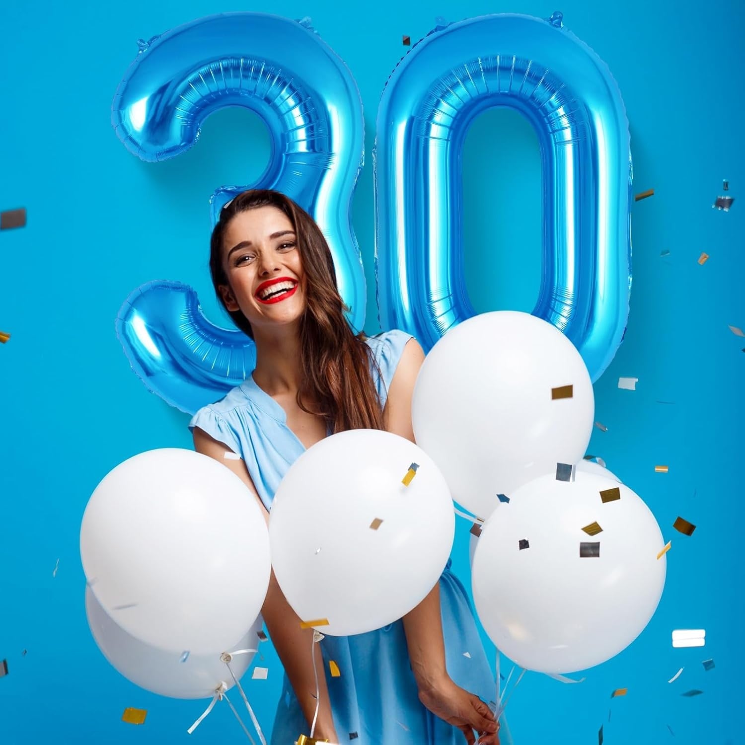 Balon din Folie Metalizata, Flippy, Figurina Cifra, Tema Aniversare 40 cm, Ambalaj Individual, Pai inclus, Umflare cu