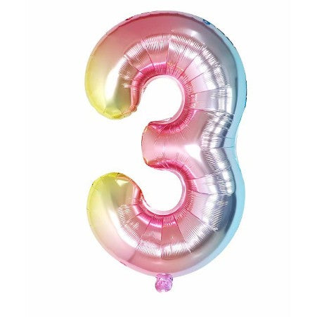 Balon din Folie Metalizata Flippy, Figurina Cifra Gradient, Tema Aniversare 40 cm, Ambalaj Individual, Pai inclus,