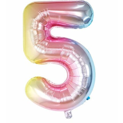 Balon din Folie Metalizata Flippy, Figurina Cifra, Tema Aniversare 40 cm, Ambalaj Individual, Pai inclus, Umflare cu
