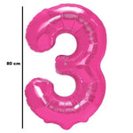 Balon din Folie Metalizata Flippy, Figurina Cifra, Tema Aniversare 80 cm, Ambalaj Individual, Pai inclus, Umflare cu