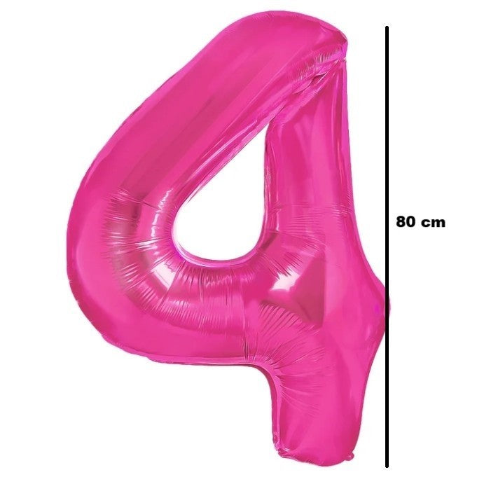 Balon din Folie Metalizata Flippy, Figurina Cifra, Tema Aniversare 80 cm, Ambalaj Individual, Pai inclus, Umflare cu