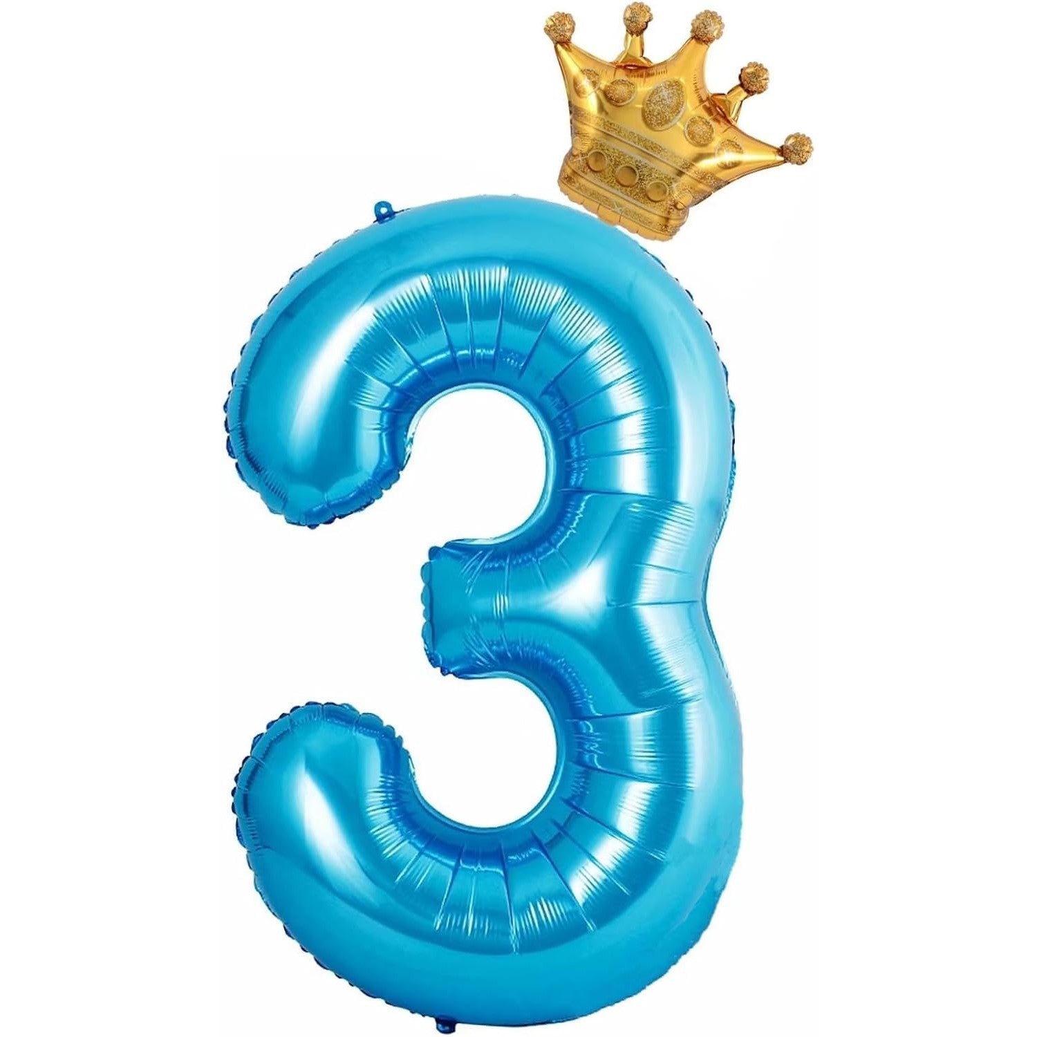 Balon din Folie Metalizata Flippy, Figurina Cifra si Coroana, Tema Aniversare 100 cm, Ambalaj Individual, Pai inclus,