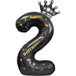 Balon din Folie Metalizata Flippy, Figurina Cifra si Coroana, Scris Happy Birthday, Tema Aniversare 100 cm, Ambalaj