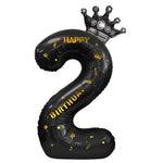 Balon din Folie Metalizata Flippy, Figurina Cifra si Coroana, Scris Happy Birthday, Tema Aniversare 100 cm, Ambalaj