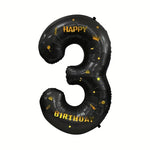 Balon din Folie Metalizata Flippy, Figurina Cifra si Coroana, Scris Happy Birthday, Tema Aniversare 100 cm, Ambalaj
