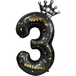 Balon din Folie Metalizata Flippy, Figurina Cifra si Coroana, Scris Happy Birthday, Tema Aniversare 100 cm, Ambalaj