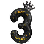 Balon din Folie Metalizata Flippy, Figurina Cifra si Coroana, Scris Happy Birthday, Tema Aniversare 100 cm, Ambalaj