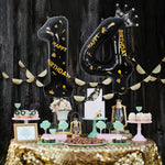 Balon din Folie Metalizata Flippy, Figurina Cifra si Coroana, Scris Happy Birthday, Tema Aniversare 100 cm, Ambalaj