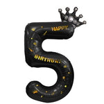 Balon din Folie Metalizata Flippy, Figurina Cifra si Coroana, Scris Happy Birthday, Tema Aniversare 100 cm, Ambalaj
