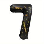 Balon din Folie Metalizata Flippy, Figurina Cifra si Coroana, Scris Happy Birthday, Tema Aniversare 100 cm, Ambalaj