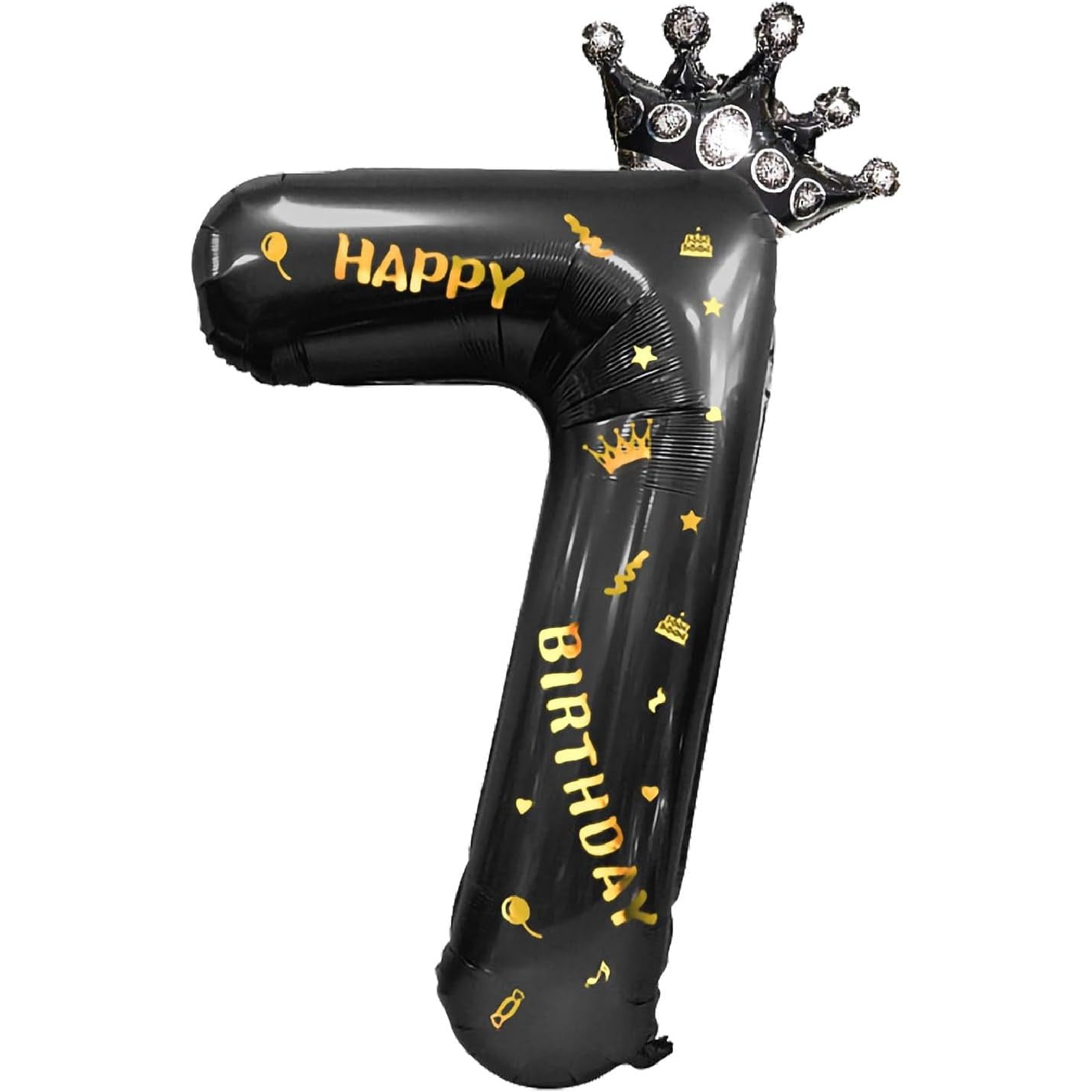Balon din Folie Metalizata Flippy, Figurina Cifra si Coroana, Scris Happy Birthday, Tema Aniversare 100 cm, Ambalaj