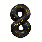 Balon din Folie Metalizata Flippy, Figurina Cifra si Coroana, Scris Happy Birthday, Tema Aniversare 100 cm, Ambalaj