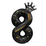 Balon din Folie Metalizata Flippy, Figurina Cifra si Coroana, Scris Happy Birthday, Tema Aniversare 100 cm, Ambalaj