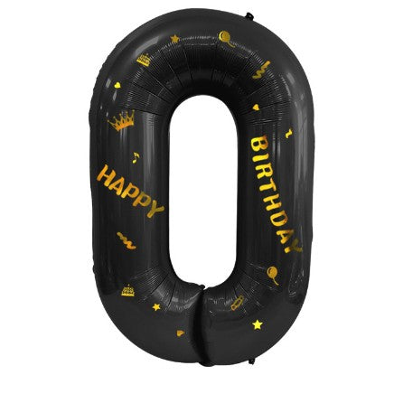 Balon din Folie Metalizata Flippy, Figurina Cifra, Scris Happy Birthday, Tema Aniversare 100 cm, Ambalaj Individual,