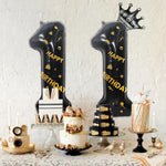 Balon din Folie Metalizata Flippy, Figurina Cifra, Scris Happy Birthday, Tema Aniversare 100 cm, Ambalaj Individual,