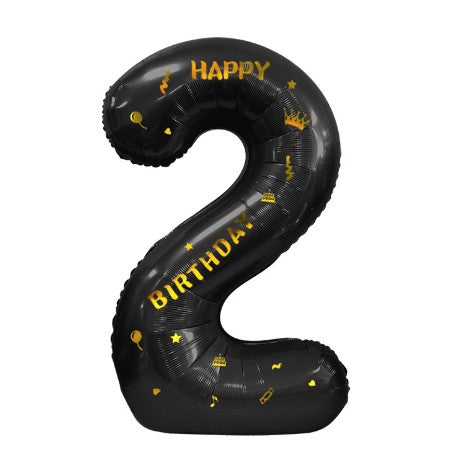 Balon din Folie Metalizata Flippy, Figurina Cifra, Scris Happy Birthday, Tema Aniversare 100 cm, Ambalaj Individual,