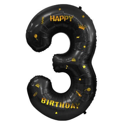 Balon din Folie Metalizata Flippy, Figurina Cifra, Scris Happy Birthday, Tema Aniversare 100 cm, Ambalaj Individual,