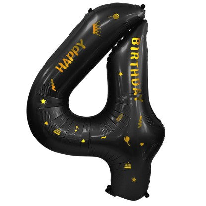 Balon din Folie Metalizata Flippy, Figurina Cifra, Scris Happy Birthday, Tema Aniversare 100 cm, Ambalaj Individual,