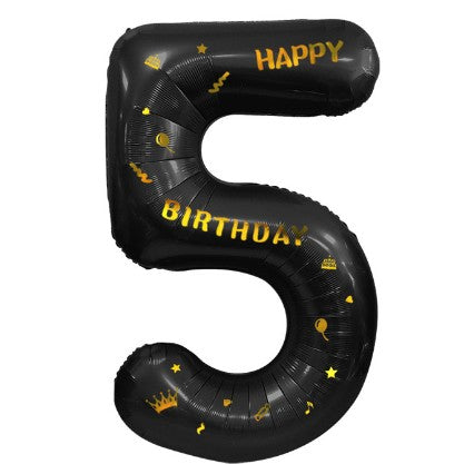 Balon din Folie Metalizata Flippy, Figurina Cifra, Scris Happy Birthday, Tema Aniversare 100 cm, Ambalaj Individual,
