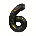 Balon din Folie Metalizata Flippy, Figurina Cifra, Scris Happy Birthday, Tema Aniversare 100 cm, Ambalaj Individual,