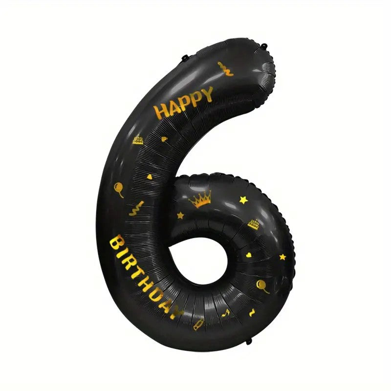 Balon din Folie Metalizata Flippy, Figurina Cifra, Scris Happy Birthday, Tema Aniversare 100 cm, Ambalaj Individual,