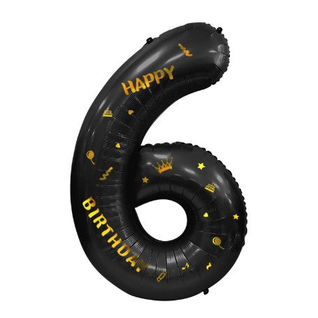 Balon din Folie Metalizata Flippy, Figurina Cifra, Scris Happy Birthday, Tema Aniversare 100 cm, Ambalaj Individual,