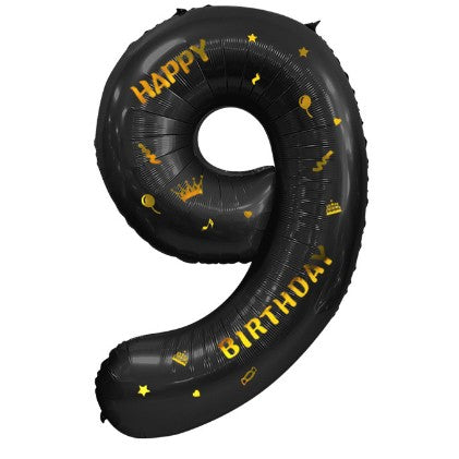 Balon din Folie Metalizata Flippy, Figurina Cifra, Scris Happy Birthday, Tema Aniversare 100 cm, Ambalaj Individual,