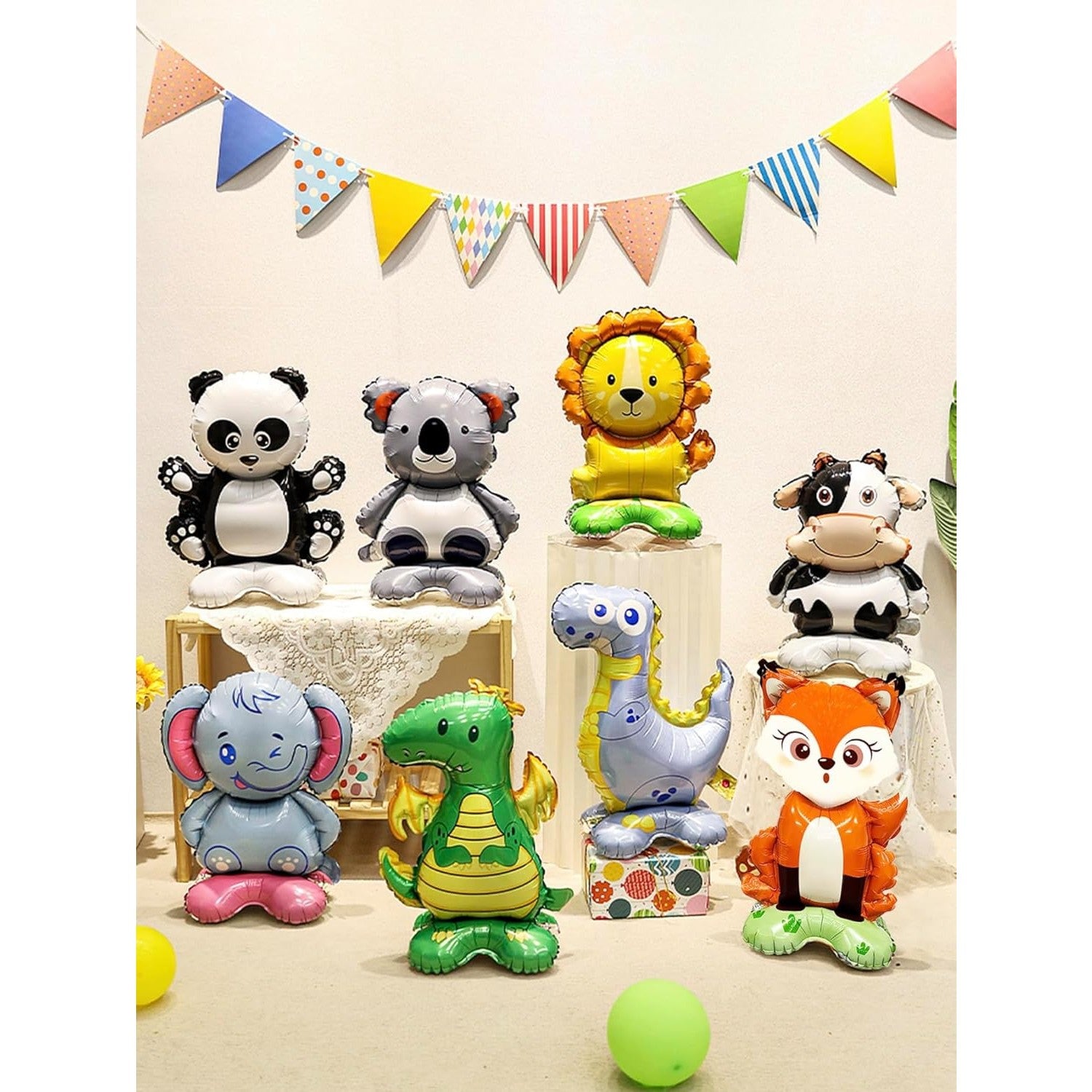 Balon din Folie Metalizata, Flippy, Mini Figurine Animalute, Model Leu, Tematica Aniversare, 39x58 cm, Ambalaj